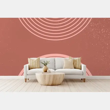 Papier peint arches rétro en terracotta et rose – Wallnifity®