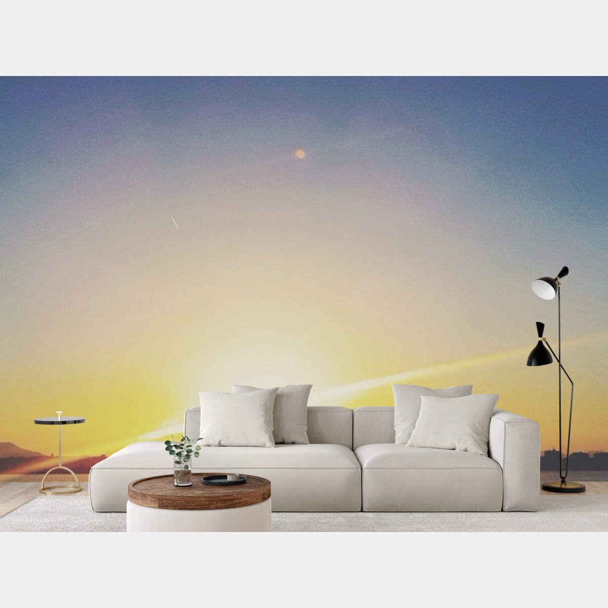 Papier peint horizon doré au coucher du soleil – Wallnifity®
