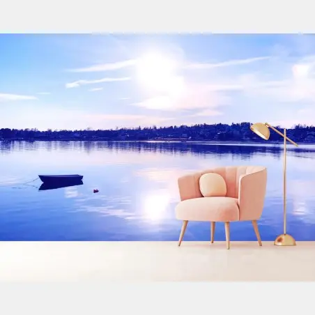 Papier peint reflets azurés sur le lac – Wallnifity®