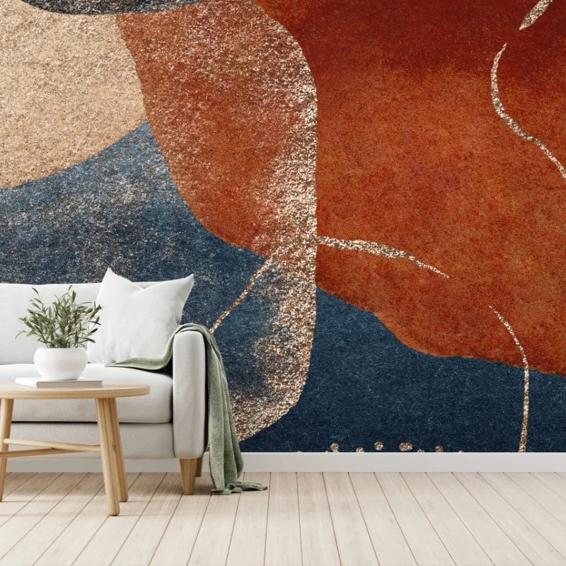 Papier peint composition abstraite aux accents dorés – Wallnifity® Papier peint composition abstraite aux accents dorés – Wallnifity®