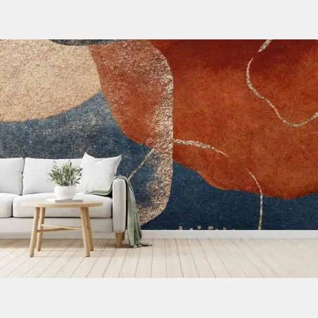 Papier peint composition abstraite aux accents dorés – Wallnifity®