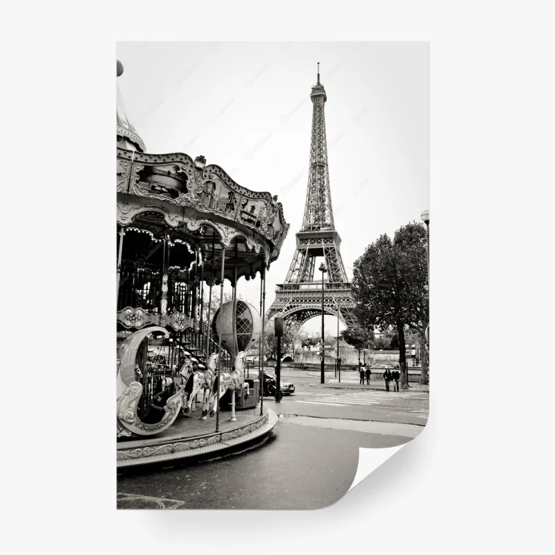 Papier peint balade parisienne au manège devant la Tour Eiffel – Wallnifity® Papier peint balade parisienne au manège devant la Tour Eiffel – Wallnifity®