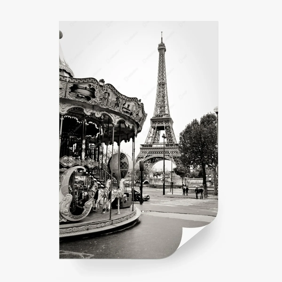 Papier peint balade parisienne au manège devant la Tour Eiffel – Wallnifity® Papier peint balade parisienne au manège devant la Tour Eiffel – Wallnifity®