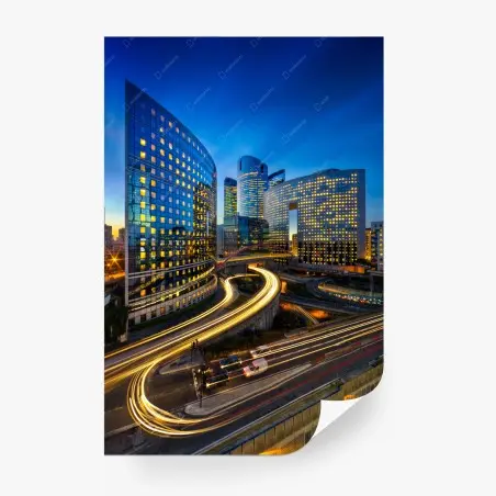 Papier peint mouvement urbain au crépuscule – Wallnifity®