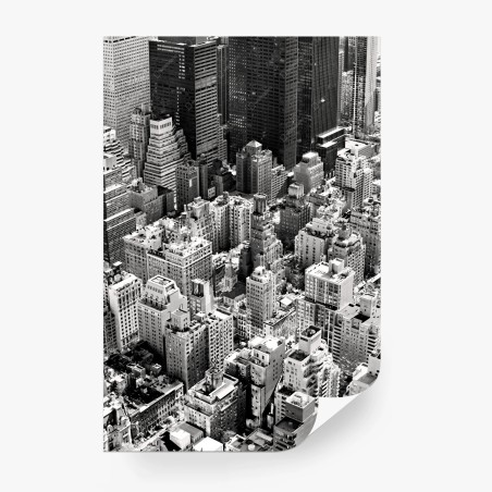 Papier peint horizon urbain de Manhattan en noir et blanc – Wallnifity®