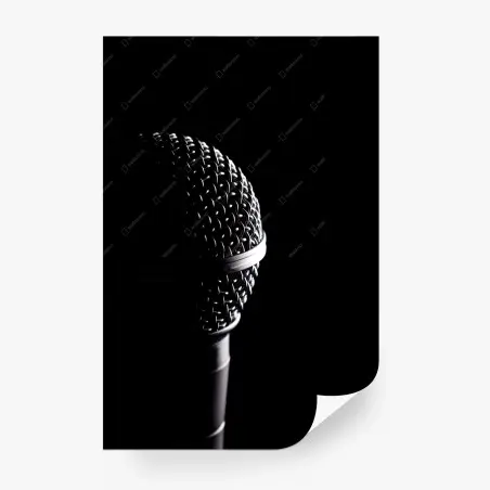 Papier peint microphone en gros plan sur fond noir – Wallnifity®