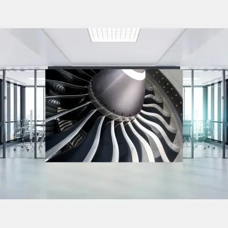 Papier peint mouvement métallique : vue artistique d'une turbine d'avion – Wallnifity®
