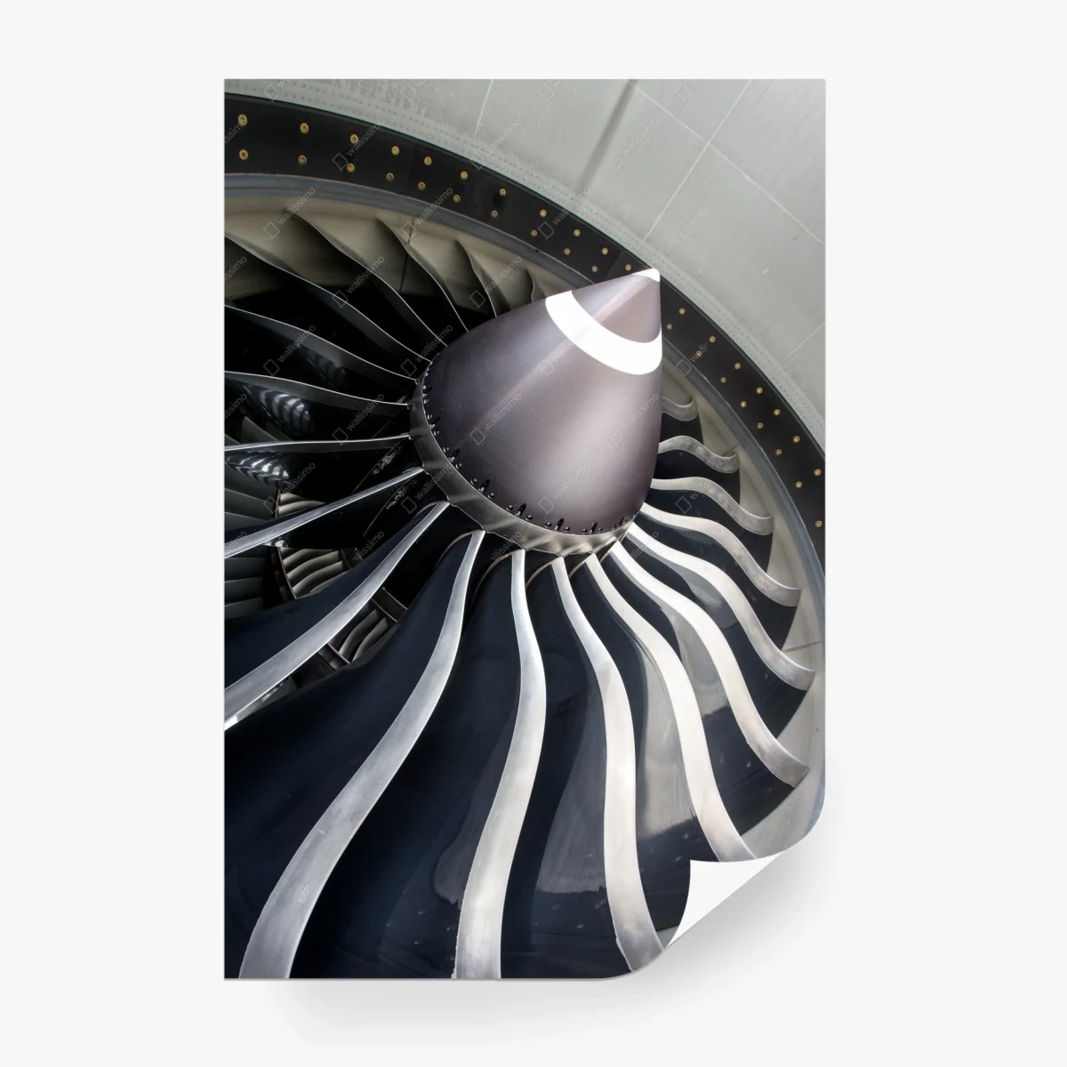 Papier peint mouvement métallique : vue artistique d'une turbine d'avion – Wallnifity®
