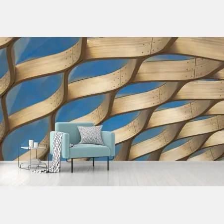 Papier peint voûte en treillis de bois, ciel de Chicago – Wallnifity®