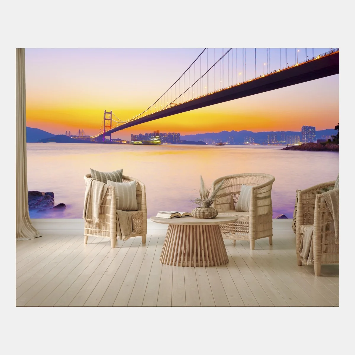 Papier peint pont suspendu au coucher de soleil – Wallnifity® Papier peint pont suspendu au coucher de soleil – Wallnifity®