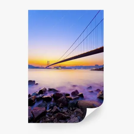 Papier peint pont suspendu au coucher de soleil – Wallnifity®