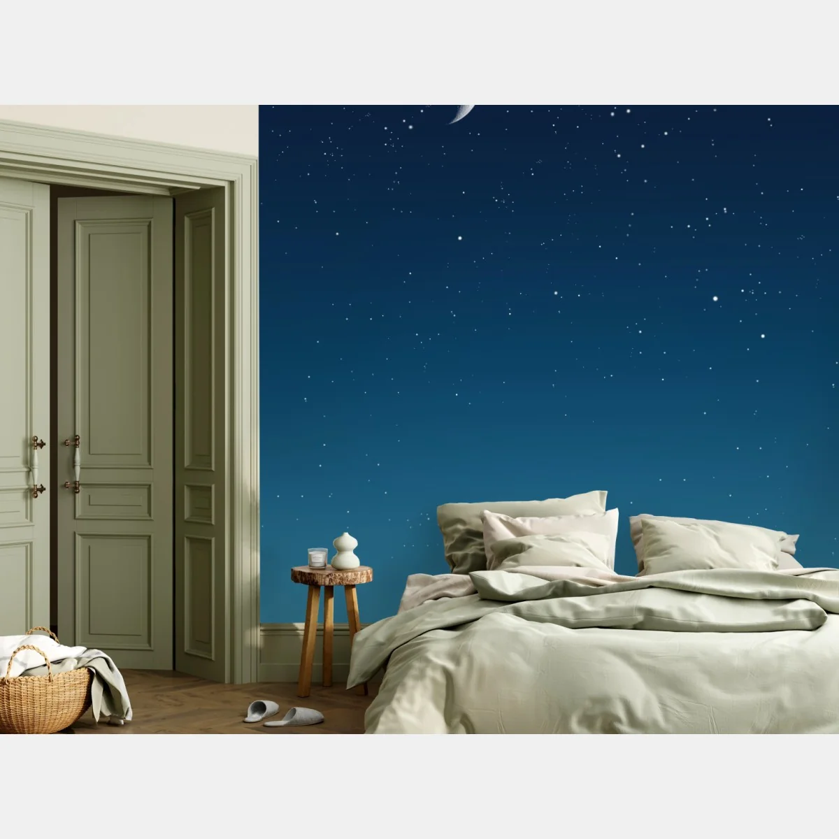 Papier peint ciel nocturne au croissant de lune – Wallnifity® Papier peint ciel nocturne au croissant de lune – Wallnifity®