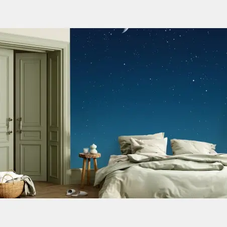 Papier peint ciel nocturne au croissant de lune – Wallnifity®