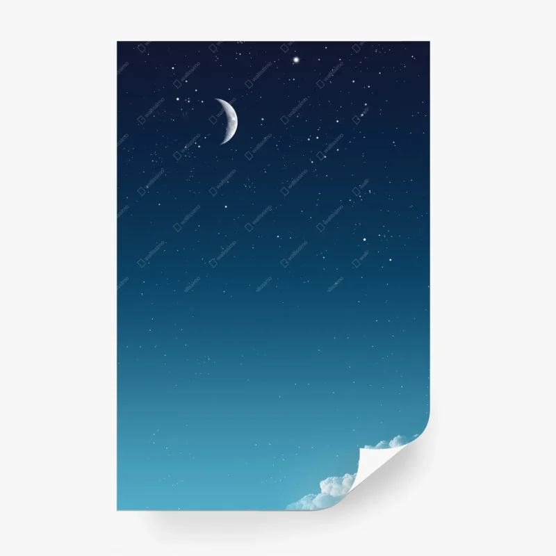 Papier peint ciel nocturne au croissant de lune – Wallnifity® Papier peint ciel nocturne au croissant de lune – Wallnifity®