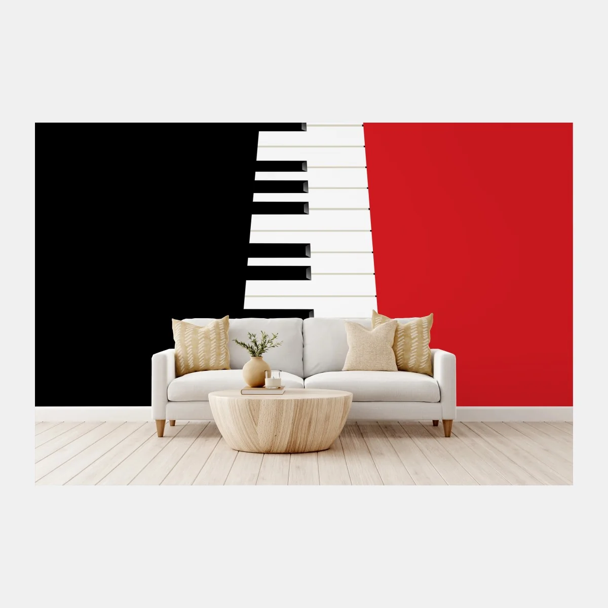 Papier peint clavier de piano en perspective noir et rouge – Wallnifity® Papier peint clavier de piano en perspective noir et rouge – Wallnifity®