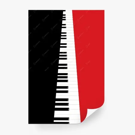 Papier peint clavier de piano en perspective noir et rouge – Wallnifity®