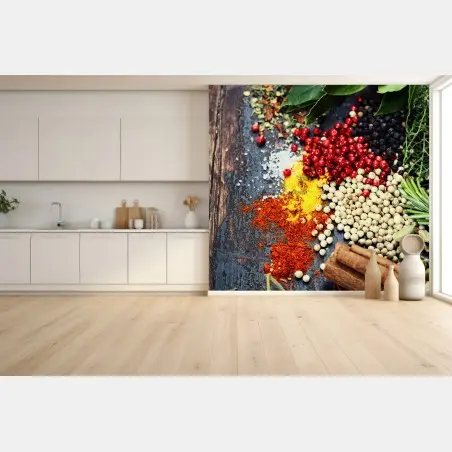 Papier peint composition d'épices et herbes aromatiques – Wallnifity®