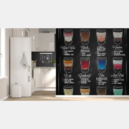 Papier peint affiche murale menu de shots style ardoise vintage – Wallnifity®