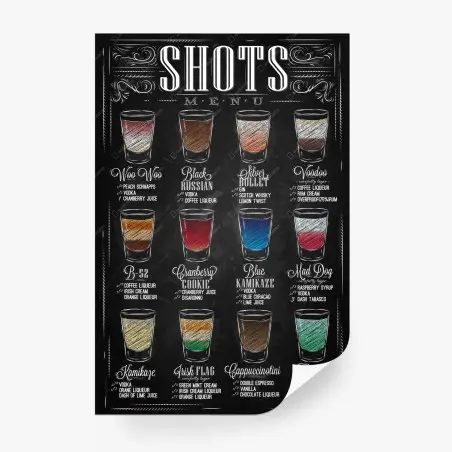 Papier peint affiche murale menu de shots style ardoise vintage – Wallnifity®