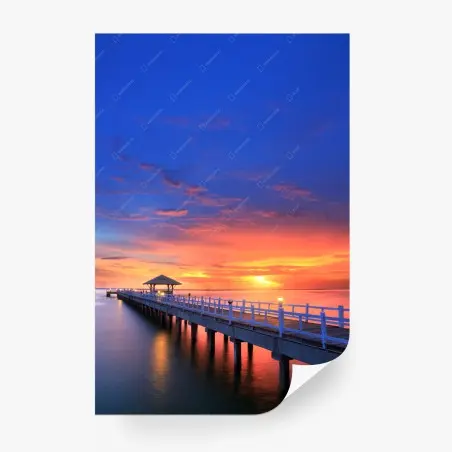 Papier peint jetée en bois au lever du soleil – Wallnifity®