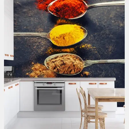 Papier peint palette d'épices en cuillères – Wallnifity®