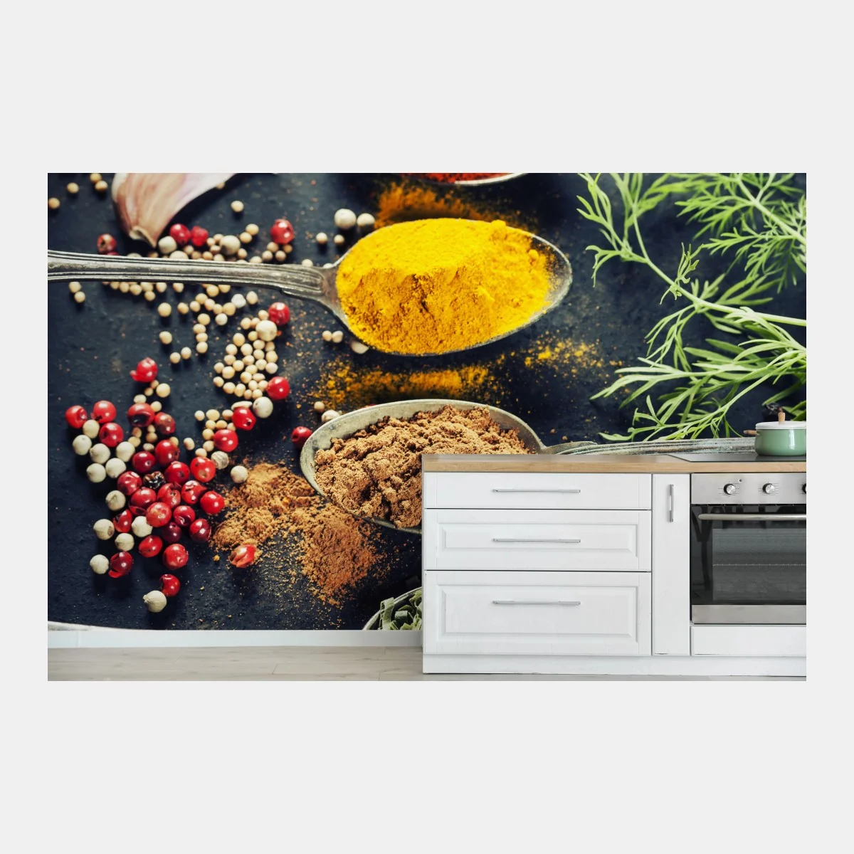 Papier peint palette colorée d'épices et d'herbes aromatiques – Wallnifity® Papier peint palette colorée d'épices et d'herbes aromatiques – Wallnifity®