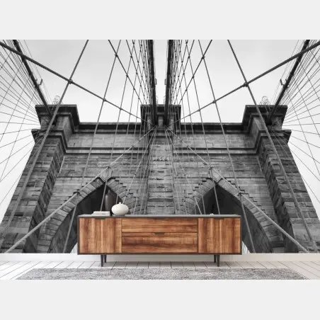 Papier peint perspective architecturale du pont de Brooklyn – Wallnifity®