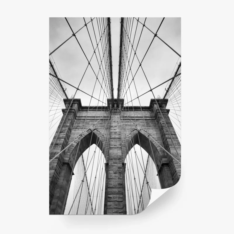 Papier peint perspective architecturale du pont de Brooklyn – Wallnifity®