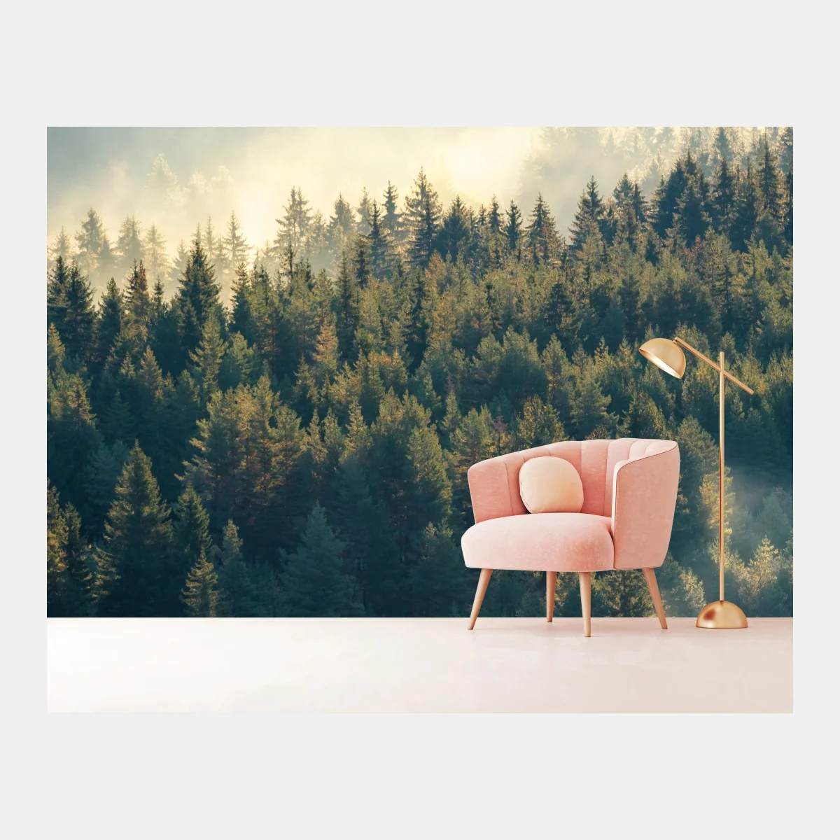 Papier peint brume matinale sur la pinède montagneuse – Wallnifity® Papier peint brume matinale sur la pinède montagneuse – Wallnifity®
