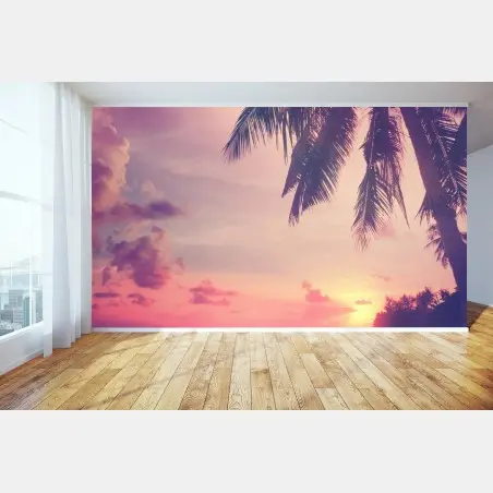 Papier peint paradis tropical au crépuscule – Wallnifity®