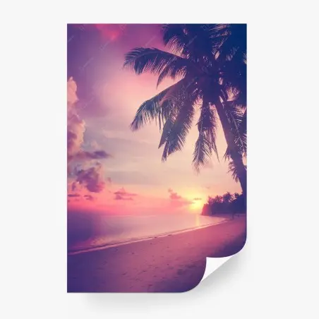Papier peint paradis tropical au crépuscule – Wallnifity®