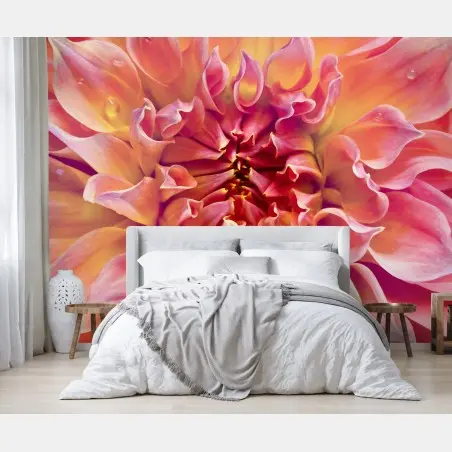 Papier peint éclat floral rose et pêche – Wallnifity®