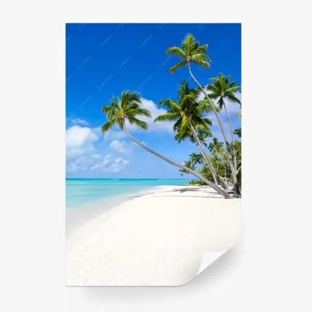 Papier peint paradis tropical de palmiers et plage immaculée – Wallnifity®
