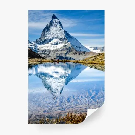 Papier peint reflet du Cervin dans un lac alpin – Wallnifity®