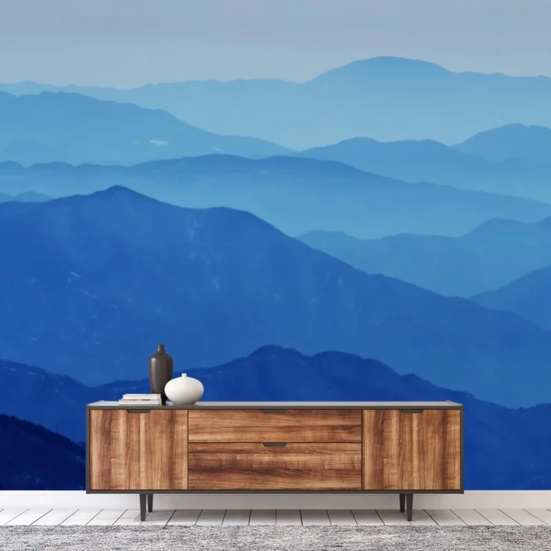 Papier peint couches de montagnes bleues – Wallnifity® Papier peint couches de montagnes bleues – Wallnifity®