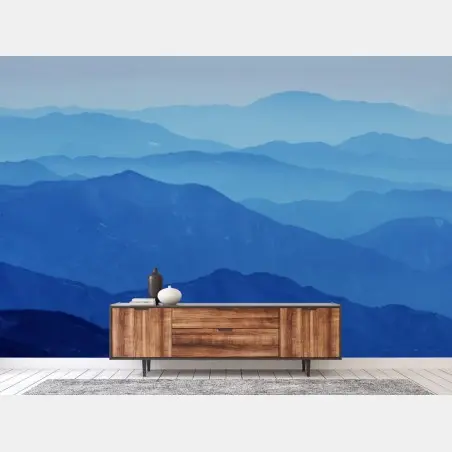 Papier peint couches de montagnes bleues – Wallnifity®