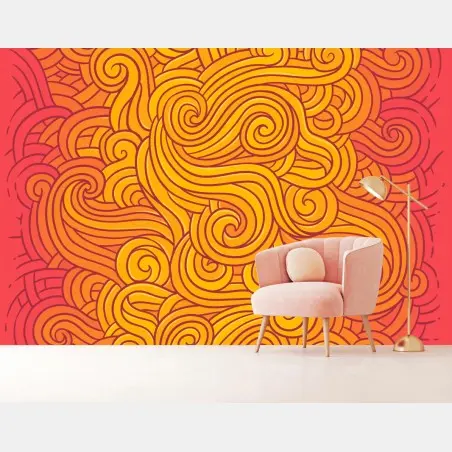 Papier peint tourbillons solaires chaleureux – Wallnifity®