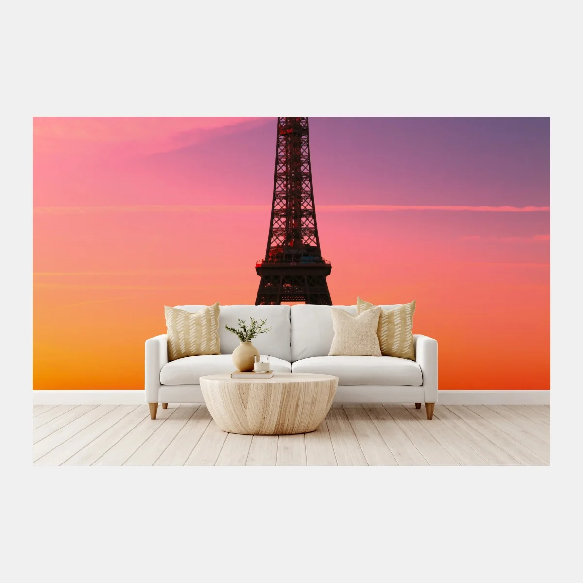 Papier peint Tour Eiffel au lever du soleil ciel rose et orangé – Wallnifity® Papier peint Tour Eiffel au lever du soleil ciel rose et orangé – Wallnifity®