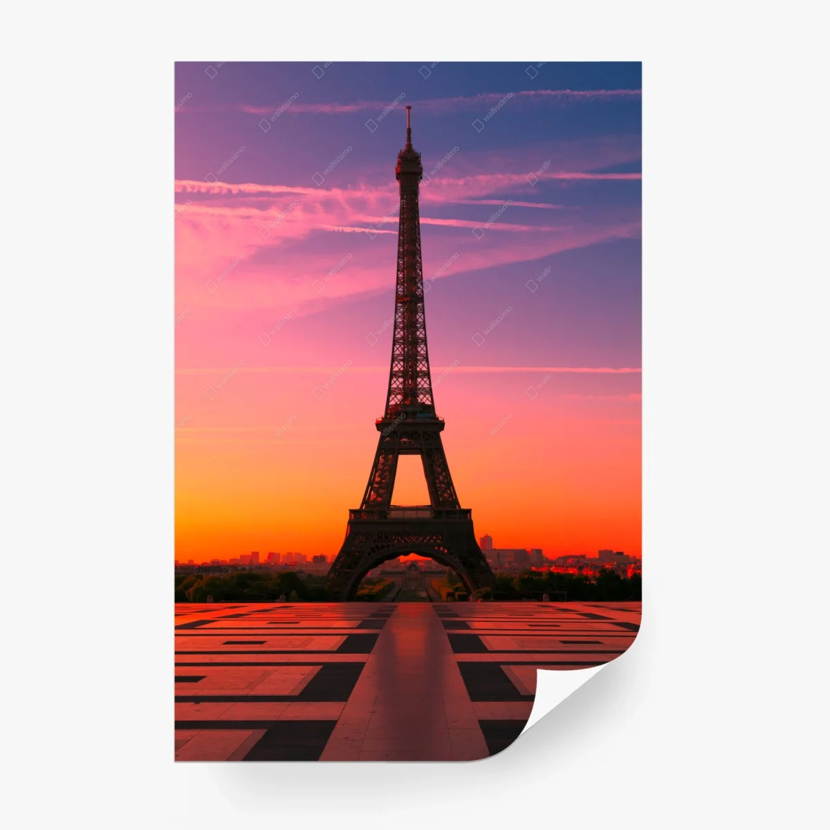 Papier peint Tour Eiffel au lever du soleil ciel rose et orangé – Wallnifity® Papier peint Tour Eiffel au lever du soleil ciel rose et orangé – Wallnifity®