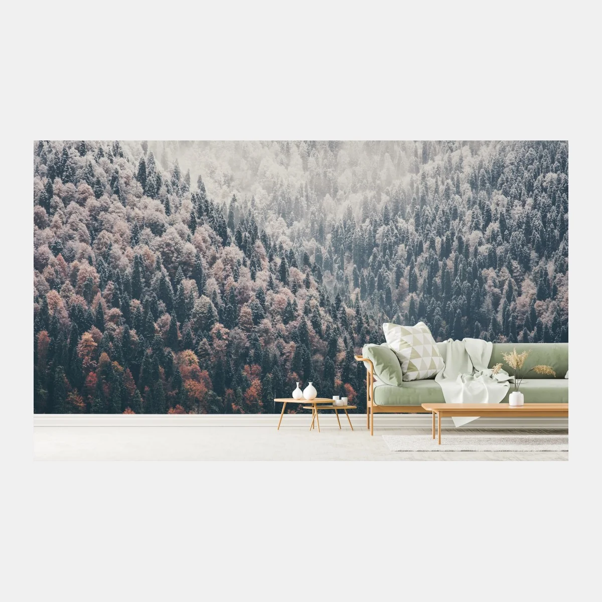 Papier peint brume automnale sur le lac – Wallnifity® Papier peint brume automnale sur le lac – Wallnifity®