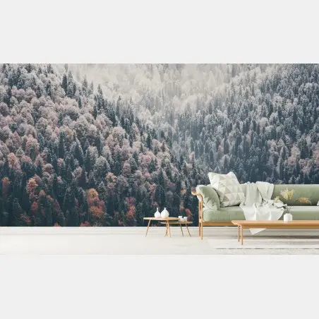 Papier peint brume automnale sur le lac – Wallnifity®
