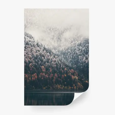 Papier peint brume automnale sur le lac – Wallnifity®