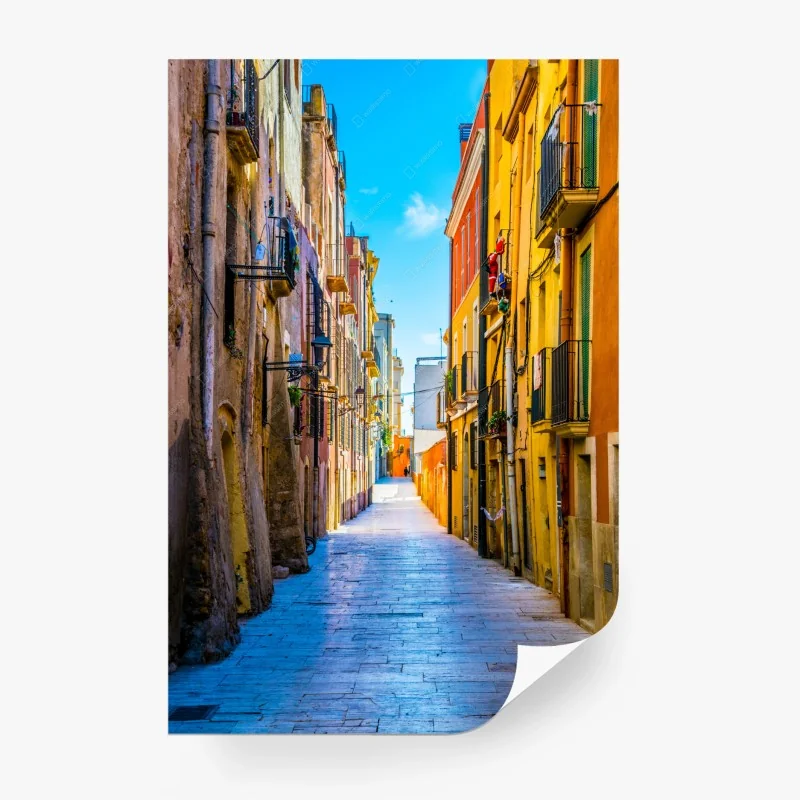 Papier peint ruelle méditerranéenne aux couleurs vives – Wallnifity® Papier peint ruelle méditerranéenne aux couleurs vives – Wallnifity®
