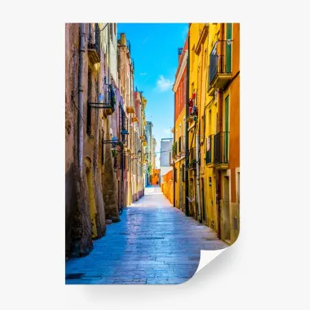 Papier peint ruelle méditerranéenne aux couleurs vives – Wallnifity®