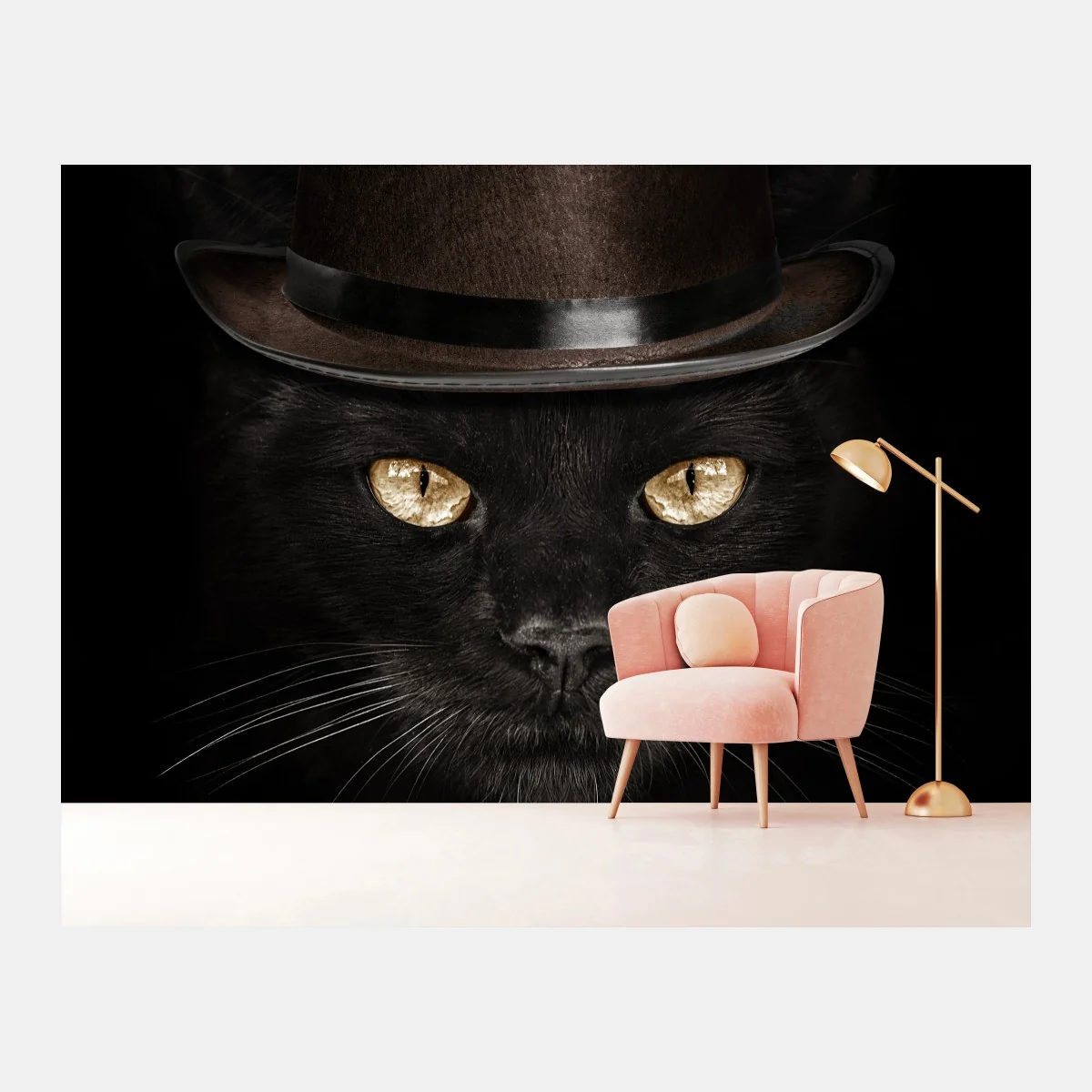 Papier peint chat élégant au chapeau haut-de-forme et nœud papillon – Wallnifity® Papier peint chat élégant au chapeau haut-de-forme et nœud papillon – Wallnifity®