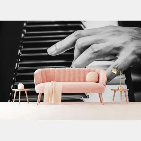 Papier peint mains de pianiste en noir et blanc – Wallnifity®