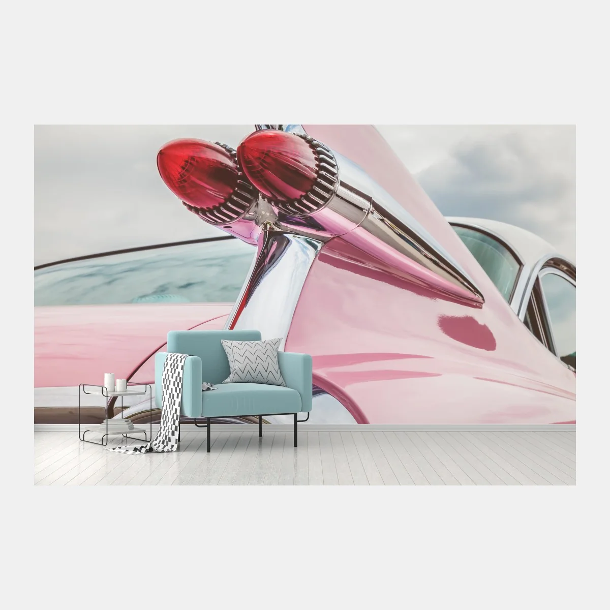 Papier peint ailes chromées d'une icône automobile rose – Wallnifity® Papier peint ailes chromées d'une icône automobile rose – Wallnifity®