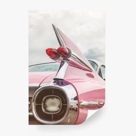 Papier peint ailes chromées d'une icône automobile rose – Wallnifity®