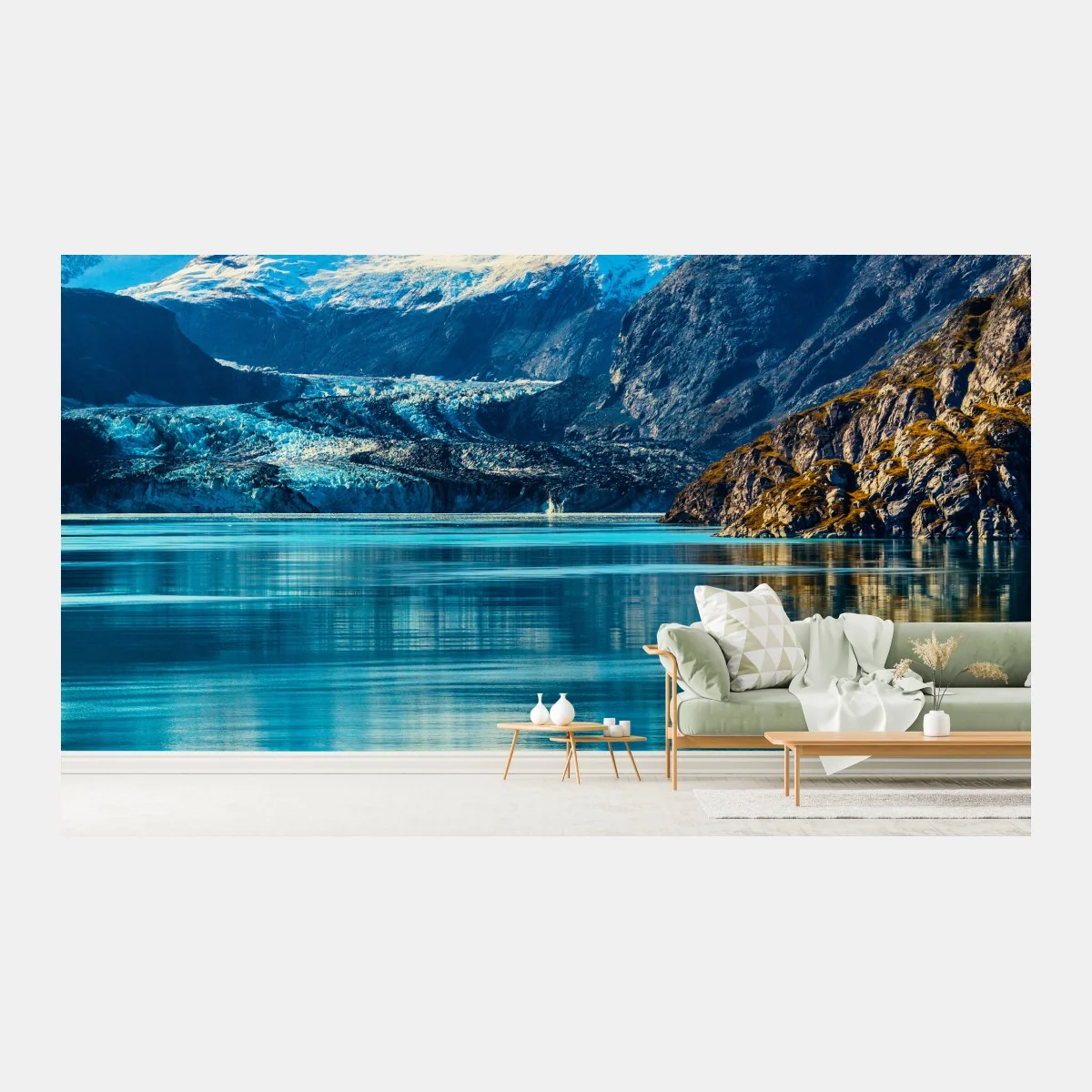 Papier peint reflets d'un glacier et sommet enneigé – Wallnifity® Papier peint reflets d'un glacier et sommet enneigé – Wallnifity®