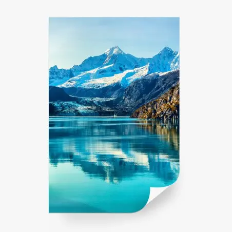 Papier peint reflets d'un glacier et sommet enneigé – Wallnifity®